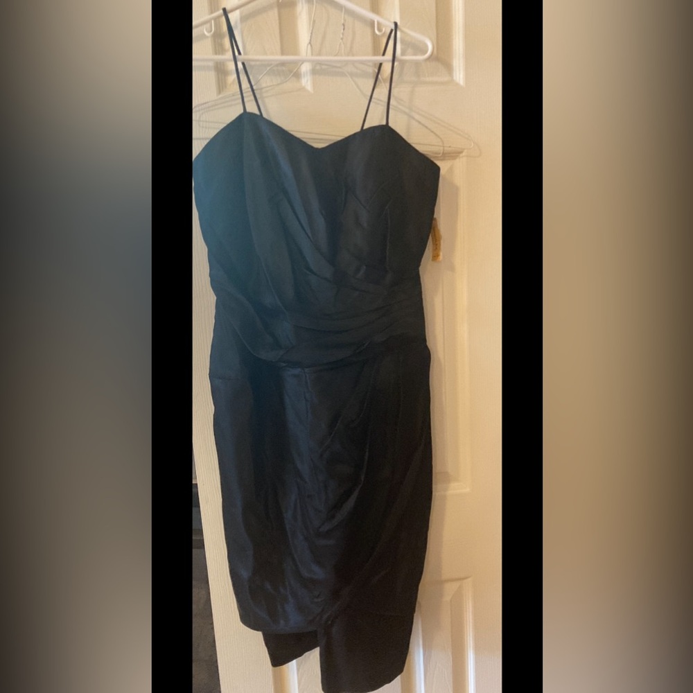 Vintage black satin cocktail dress New Years Eve